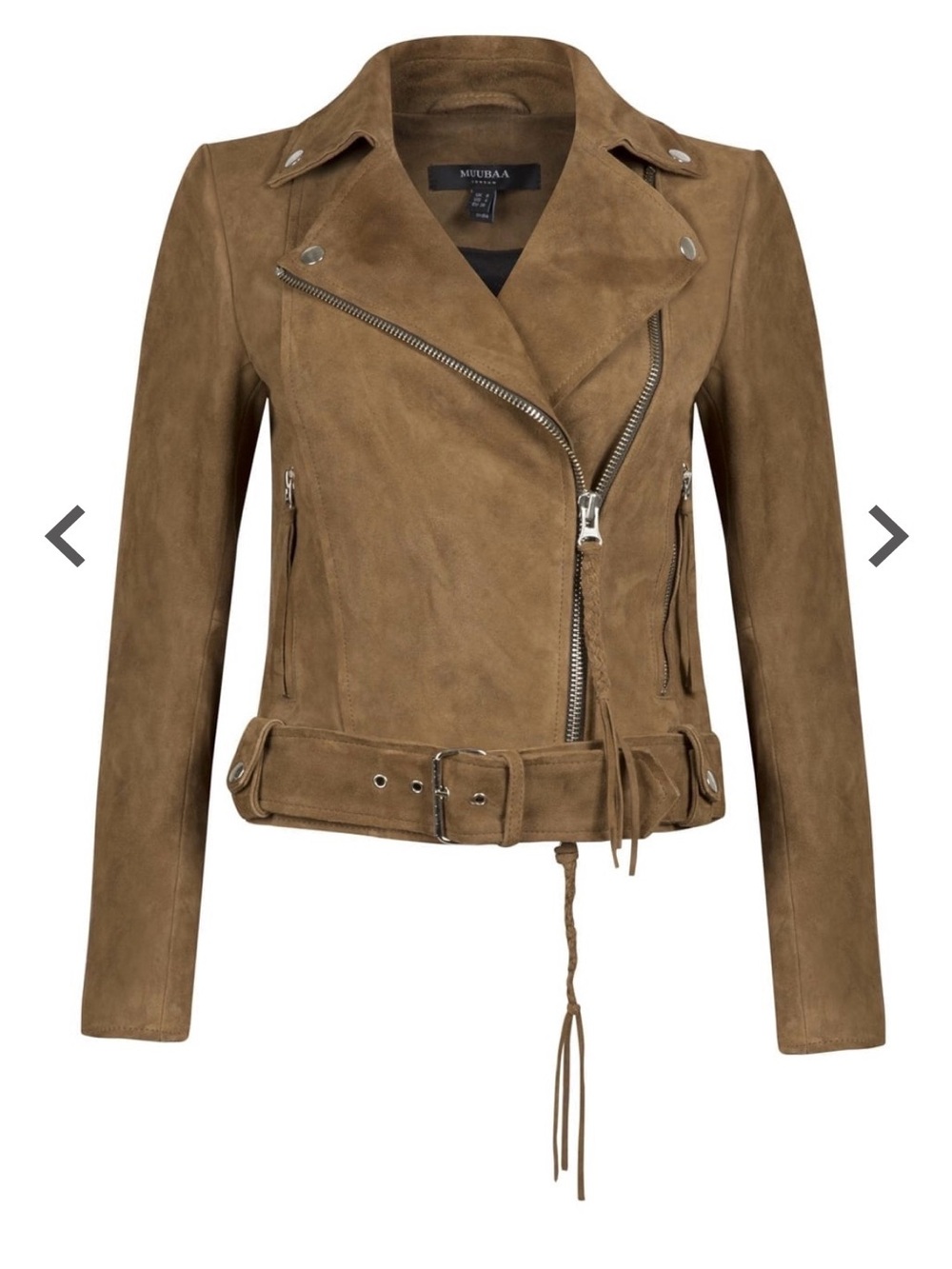 Muubaa Suede Moto Jacket in Tan
